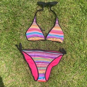 Rainbow striped Victoria secret bikini size medium